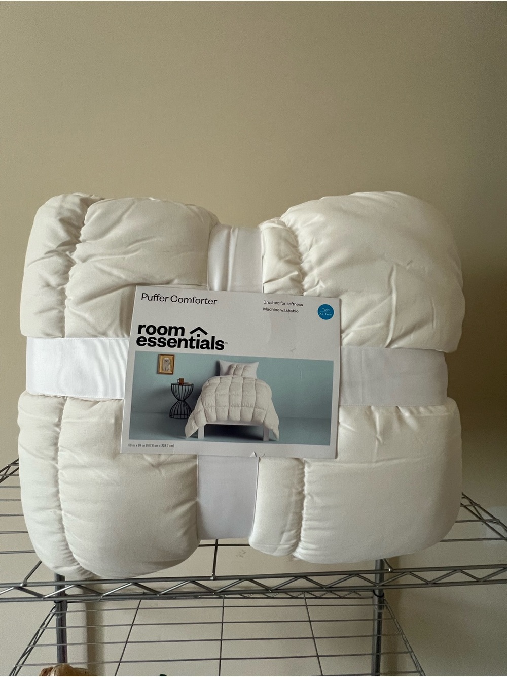 Room Essentials Ivory Puffer Comforter - Plush Quilted Bedding